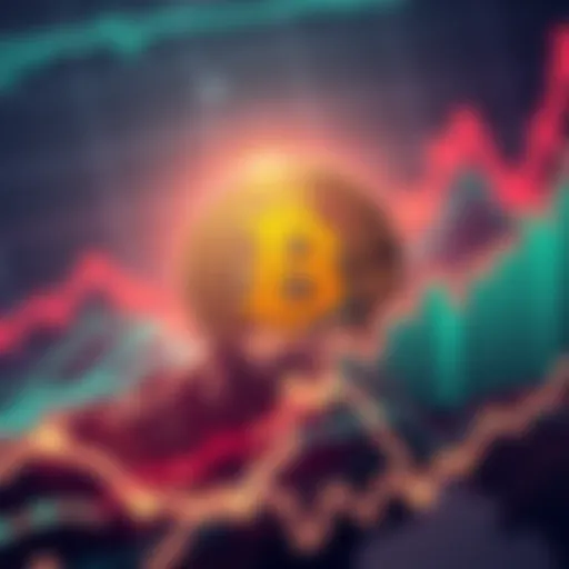 Bitcoin as a Safe Haven A visual representation of Bitcoin symbol rising amidst economic charts indicating stagflation, illustrating financial struggles and potential refuge.