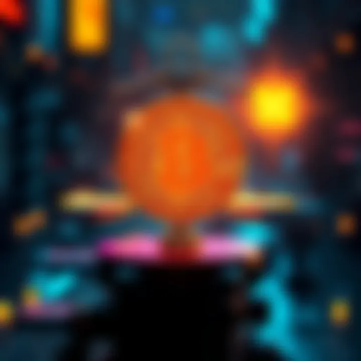 A digital representation of Bitcoin symbolizing the tension between transaction fees and decentralized trust, featuring futuristic elements and a balance scale design.