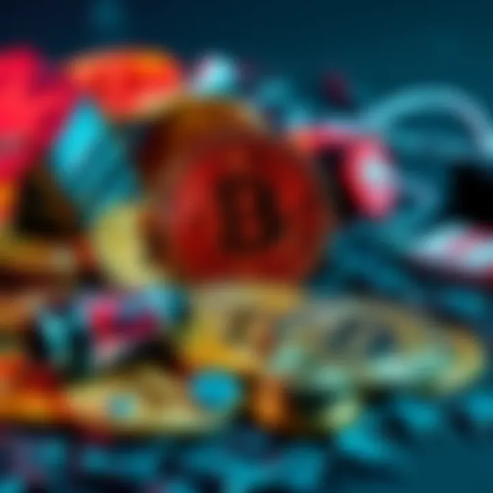 A visual representation of Bitcoin coins surrounded by a few rare items, symbolizing scarcity and value in the market.