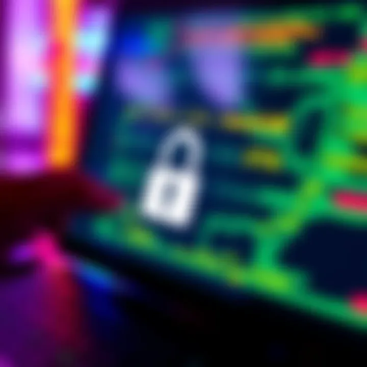 A close-up of a computer screen displaying a 12 word seed phrase with a lock icon, symbolizing security risks in cryptocurrency