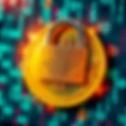 A digital illustration showing a Bitcoin symbol surrounded by a padlock and binary code, representing hacking threats to Bitcoin, especially in ETFs.
