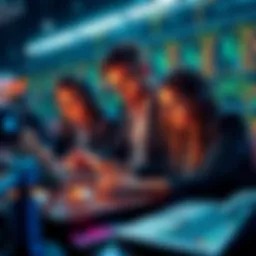 A group of people reviewing Bitcoin code on laptops, highlighting security changes