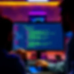 A researcher demonstrating a PHP hack on a Bitcoin server, showing a computer screen with code and security alerts.