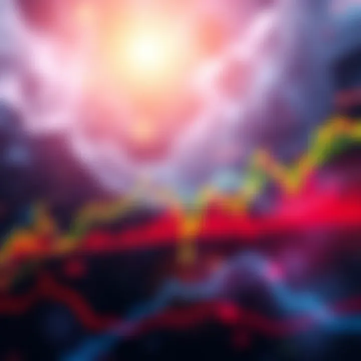 Bitcoin's Stability in a Volatile Market Visual representation of Bitcoin's stability compared to stock market fluctuations, featuring a calm Bitcoin trend line juxtaposed with erratic stock charts.