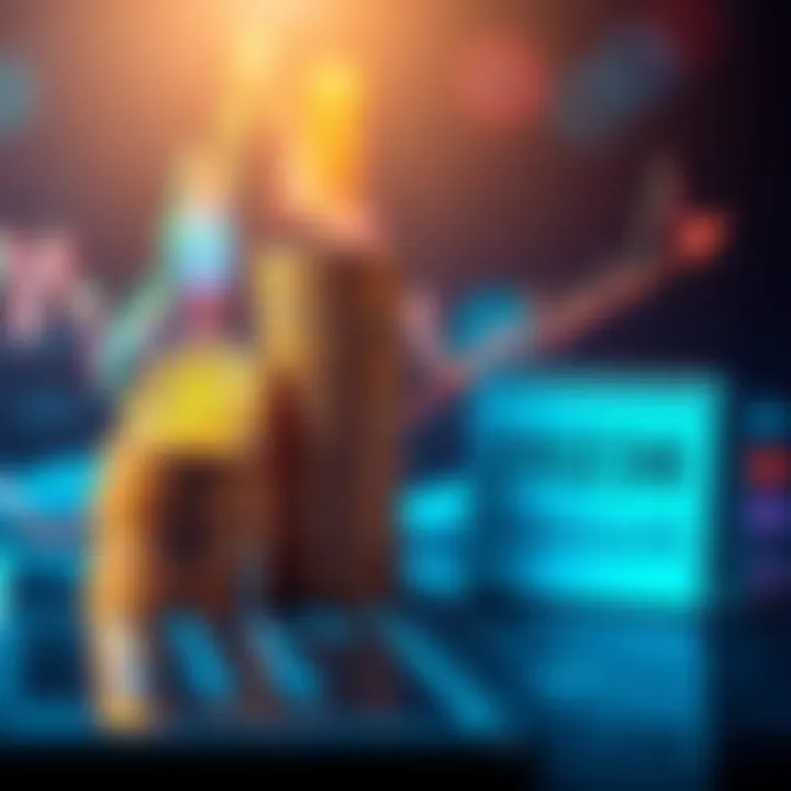 A graph showing an upward trend in Bitcoin value with coins stacked on one side and a calendar marking the year 2036 on the other.