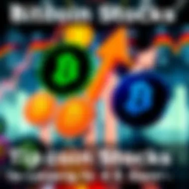 A graphic showing various Bitcoin stock logos with arrows indicating growth