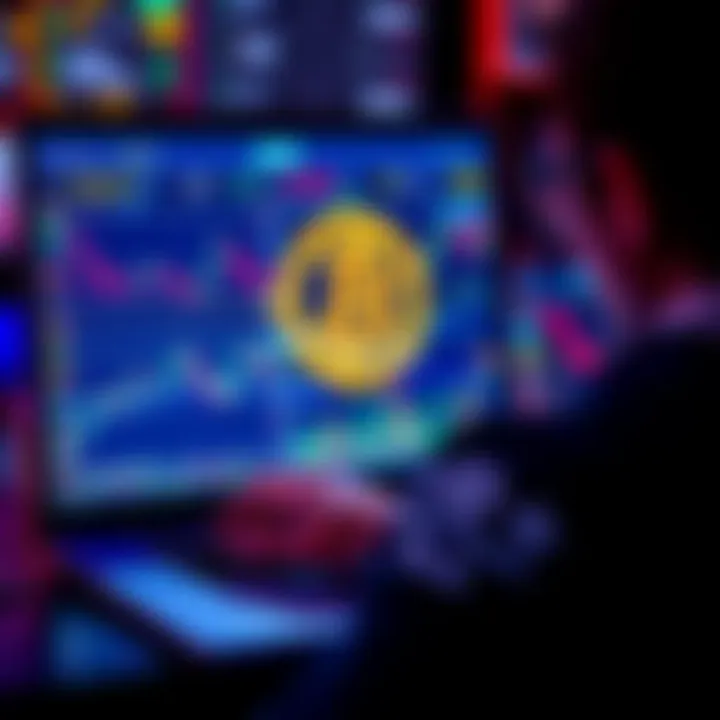 A person analyzing Bitcoin charts on a laptop with financial graphs on the screen.