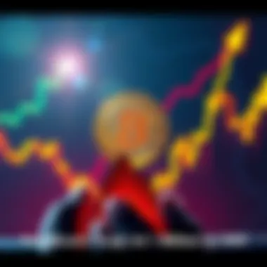 A digital representation of Bitcoin soaring with a chart in the background, indicating its rise to one million dollars by 2040.