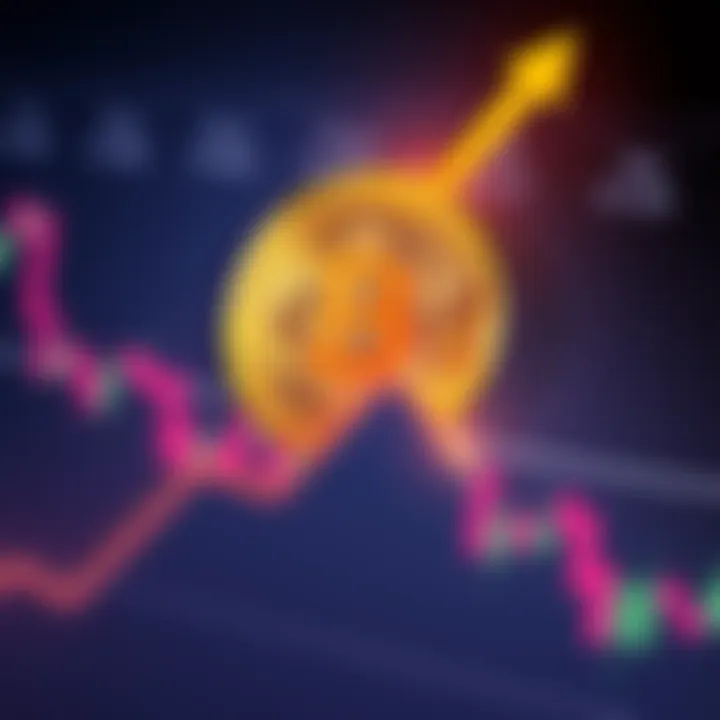 Bitcoin symbol with an upward arrow on a stock market graph after Trump's call with Xi