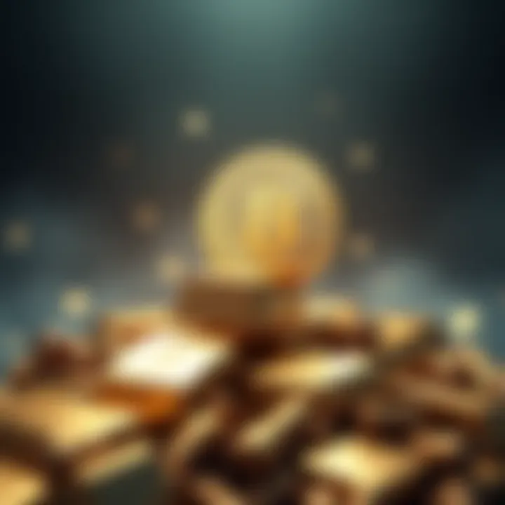 Bitcoin symbol rising above gold bars, symbolizing its value increase due to geopolitical factors