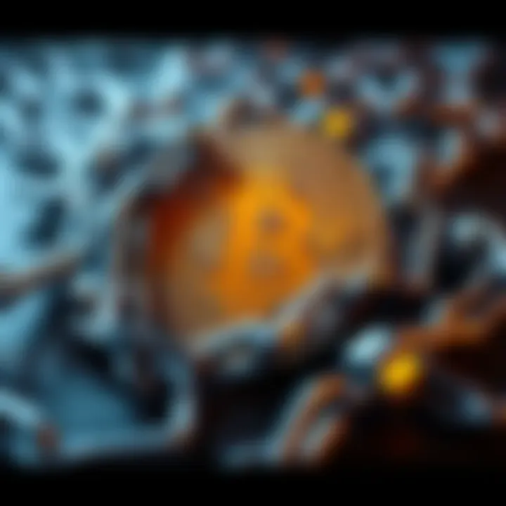 Bitcoin Symbol with Chains A Bitcoin symbol surrounded by chains, representing the limitations of cryptocurrency in solving greed and societal problems.