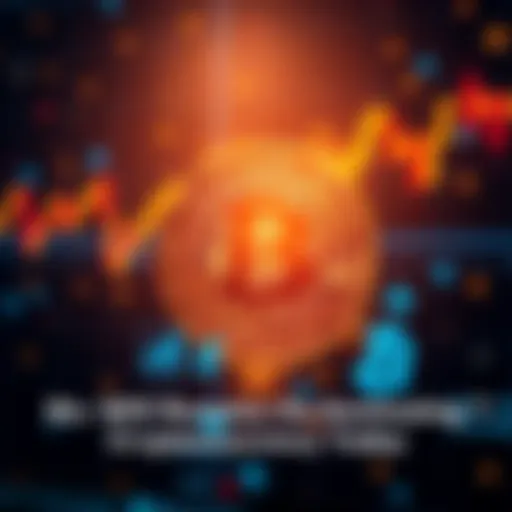 A glowing Bitcoin symbol surrounded by charts and cryptocurrency icons, representing its dominance in the market.