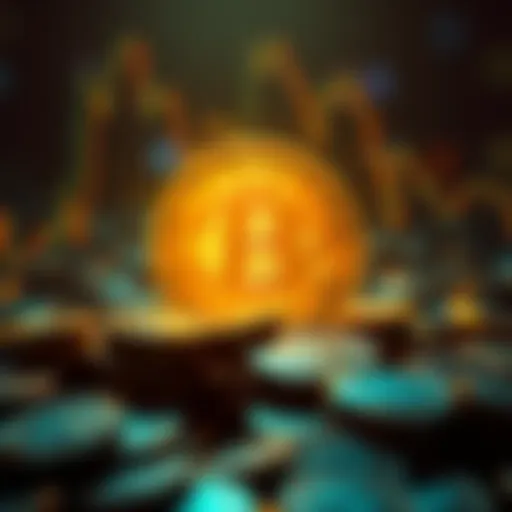 A glowing Bitcoin symbol surrounded by digital coins representing freedom and decentralization in finance