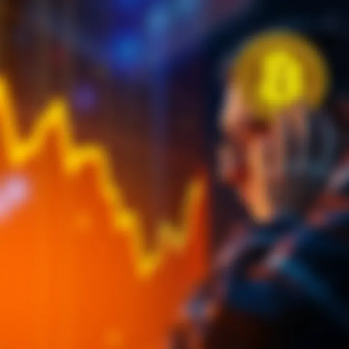 A worried investor looking at a Bitcoin graph with a downward trend, symbolizing the effects of the new 36% tax in the Netherlands.