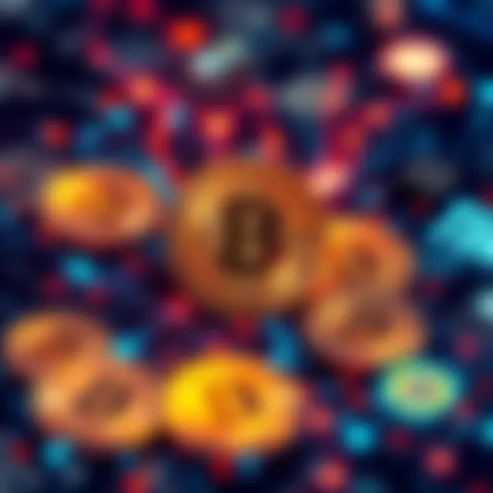 A visual representation of Bitcoin coins surrounded by electrical circuits and internet symbols, illustrating the connection between cryptocurrency and technology
