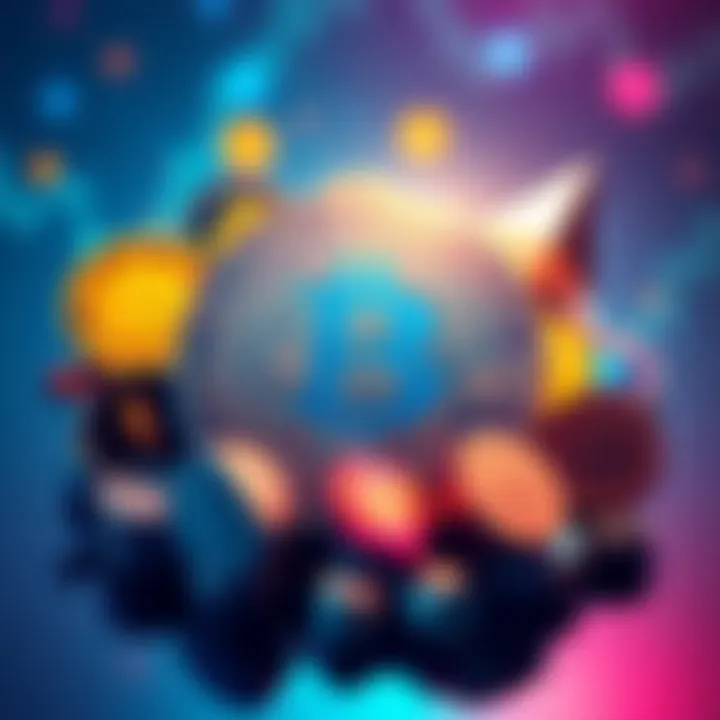 Illustration of Bitcoin symbol with various cryptocurrencies around it, representing the current crypto market