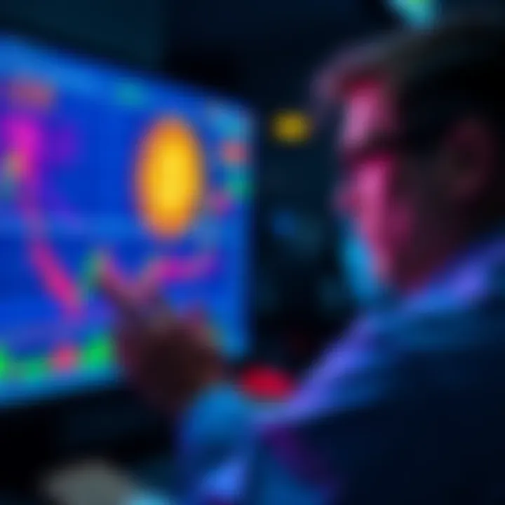 A person analyzing Bitcoin price charts with a 2x leverage indicator on screen, looking concerned about potential risks.