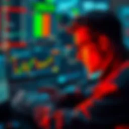 A person reviewing financial charts and a past Bitcoin buy order from 2017, showing a potential profit increase.