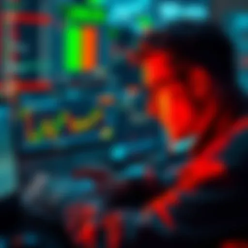 A person reviewing financial charts and a past Bitcoin buy order from 2017, showing a potential profit increase.
