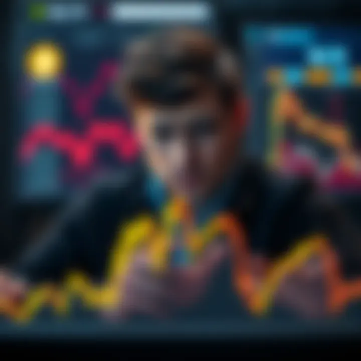 Bitcoin trading risk with leverage A graphic showing a trader worried about losses due to high leverage in Bitcoin trading with a downward trend graph.