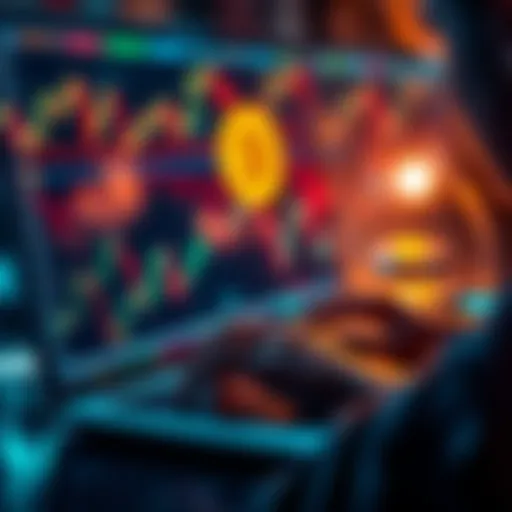 A person analyzing Bitcoin charts on a laptop, with graphs and price trends visible, symbolizing trading strategies and decision-making in the cryptocurrency market.