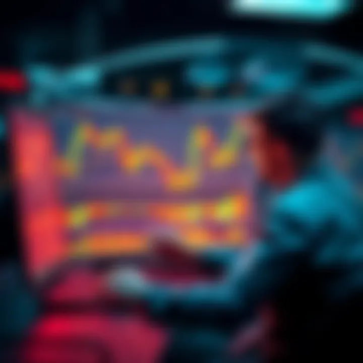 A trader analyzing Bitcoin price charts with sell signals highlighted in May.