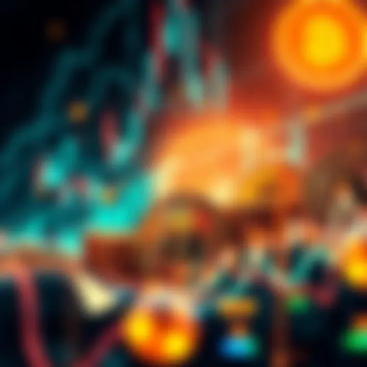 Visual representation of Bitcoin transactions reaching new heights with dynamic graphics showcasing financial growth and digital elements.