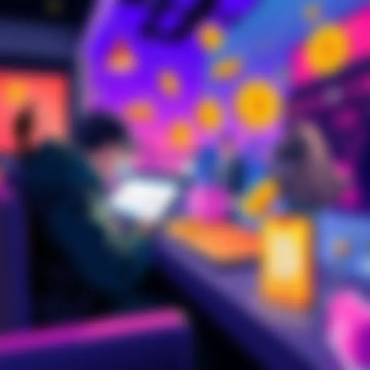 Bitcoin Transactions for Online Payments A digital illustration showing people making online payments with Bitcoin on various platforms including Lucky Rollers.
