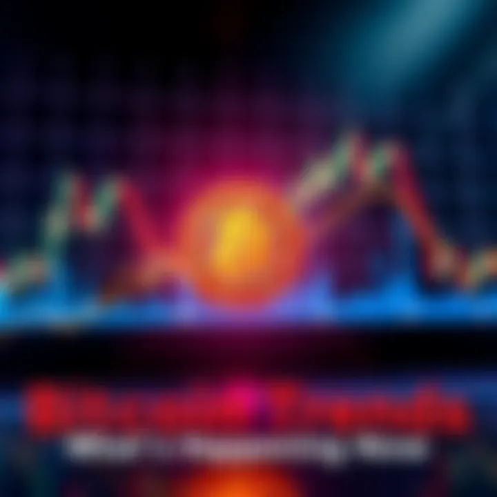 A graphic showing Bitcoin's price chart with upward and downward movements, representing current market trends.