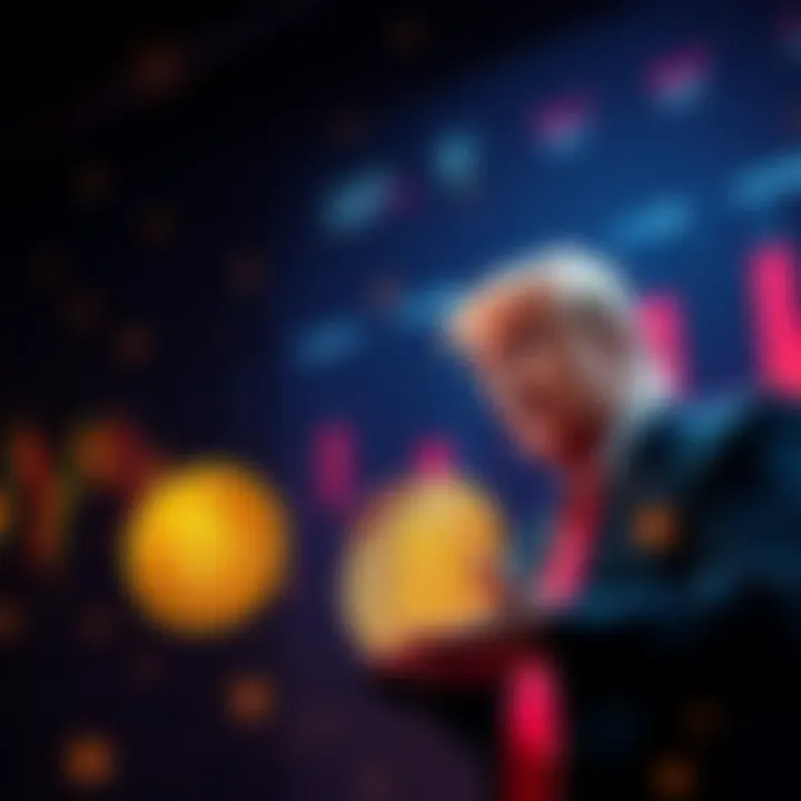 Chart showing a decline in Bitcoin value alongside an image of Trump speaking about cryptocurrency