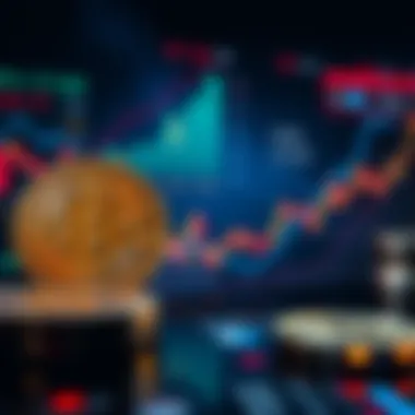 A visual representation showing Bitcoin graphics overlaid on a backdrop of rising US debt charts