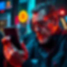 A distressed Bitcoin user looking at their Ledger device while holding a smartphone displaying a theft report