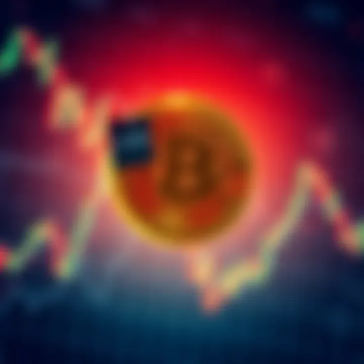 An illustration showing a Bitcoin symbol with a price tag of $75,000 and a background of fluctuating market graphs, representing the debate over intrinsic value.