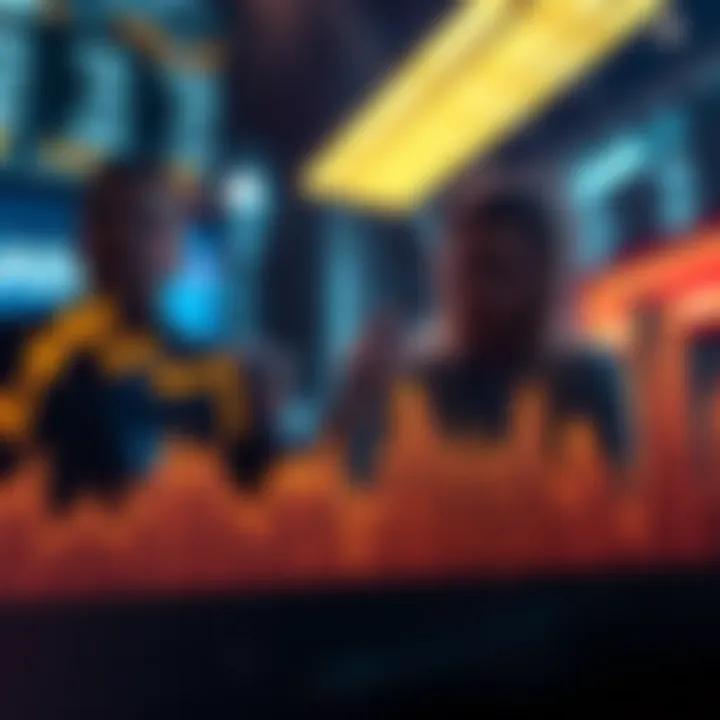 Graph showing declining Bitcoin value with worried investors in the background