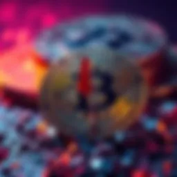 A broken Bitcoin symbol with a downward arrow indicating decrease in value