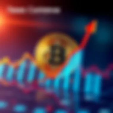 Bitcoin symbol with rising graph A Bitcoin symbol alongside a graph showing upward trends, representing Bitcoin's increasing value