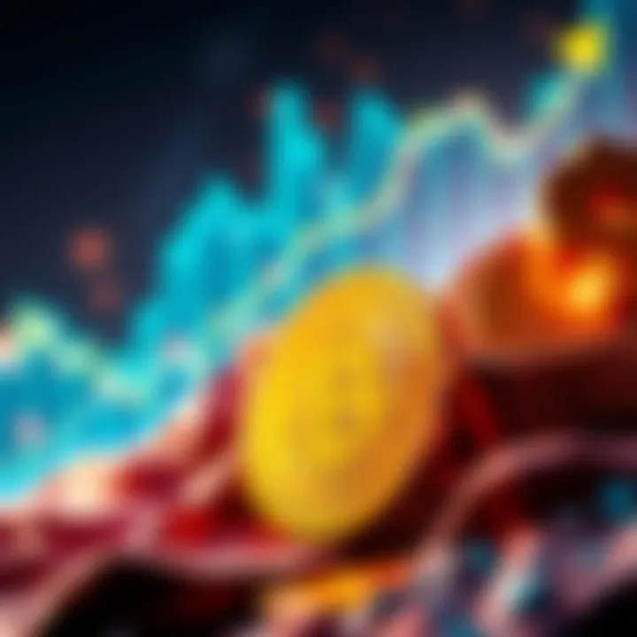 Bitcoin value representation A visual representation of Bitcoin's increasing value with a graph showing a climb, alongside a Bitcoin symbol and a dollar sign.