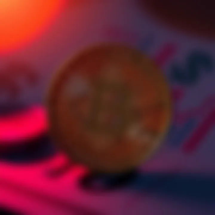 A Bitcoin symbol with a fading dollar sign behind it, representing the shift from fiat to cryptocurrency.