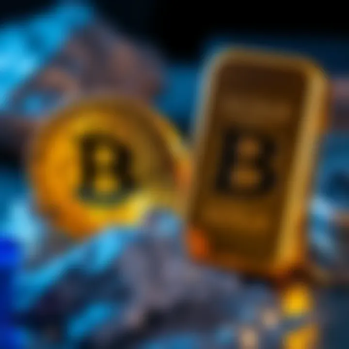 A visual representation showing Bitcoin symbol and a gold bar side by side, highlighting the debate over their value as investments in 2026.