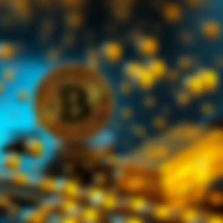 A visual comparison showing Bitcoin and gold side by side, highlighting Bitcoin's limited supply and gold's abundance, with gold bars and a Bitcoin symbol.