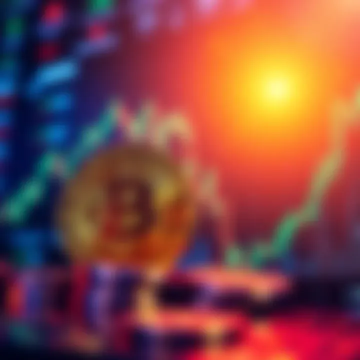 Bitcoin versus stocks comparison A visual representation of Bitcoin coins and stock market charts, illustrating the differences in investment safety