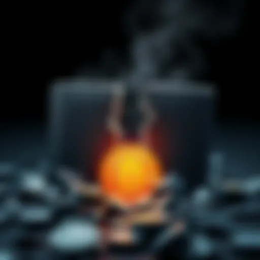 A graphic showing a broken Bitcoin wallet with a downward arrow and a Bitcoin symbol, symbolizing the impact of bankruptcy on access to Bitcoin.