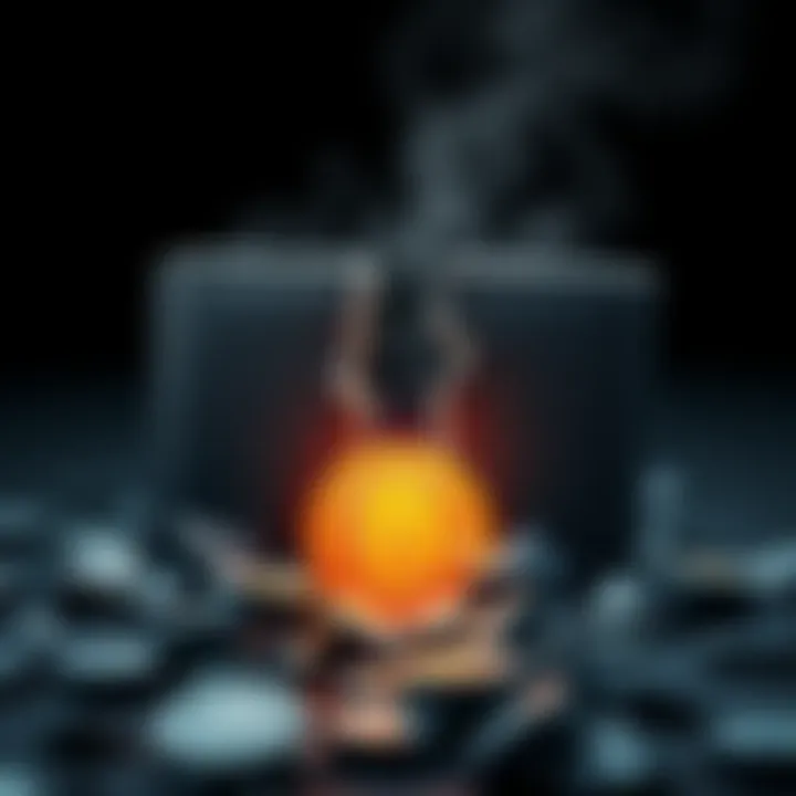 A graphic showing a broken Bitcoin wallet with a downward arrow and a Bitcoin symbol, symbolizing the impact of bankruptcy on access to Bitcoin.