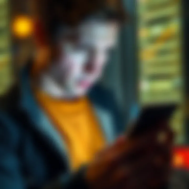 Bitcoin Wallet Concern An individual looking worried while checking their Bitcoin wallet on a smartphone, showing signs of distress over possible theft.