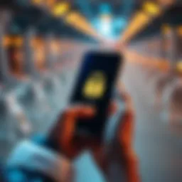 A person holding a mobile phone displaying a Bitcoin wallet app, with a padlock symbol representing security