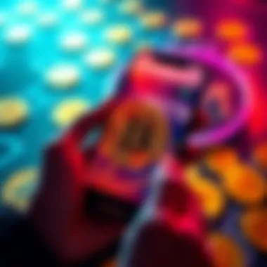 A person holding a smartphone showing a Bitcoin wallet app, with digital coins in the background to represent Bitcoin transactions.