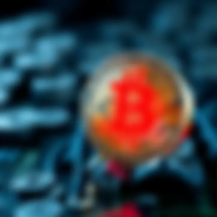 A Bitcoin symbol with a red warning sign indicating caution and concerns about its value