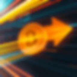 Bitcoincash logo displayed alongside a fast-moving arrow, symbolizing quick transactions and low fees in cryptocurrency.