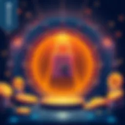 A digital illustration showing a secure digital vault with a lock and cryptocurrency symbols around it, representing BitGo's security in digital asset management.