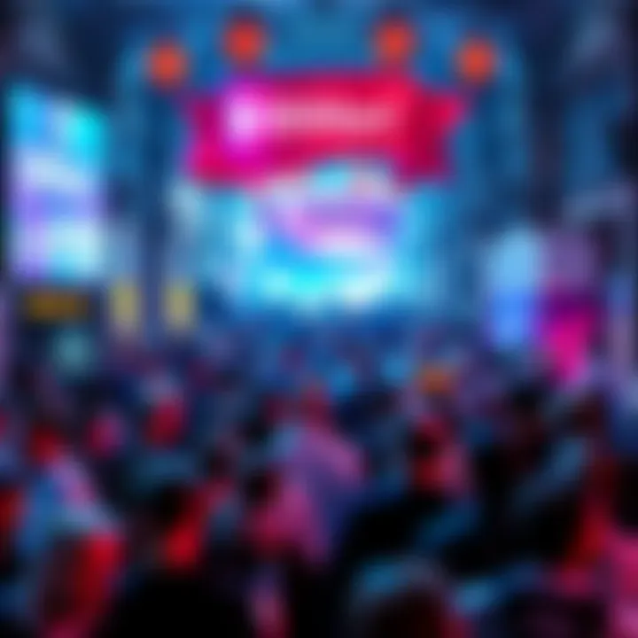 Crowd gathered in Paris celebrating BitMart's 8th anniversary, with lively discussions and networking among crypto enthusiasts.